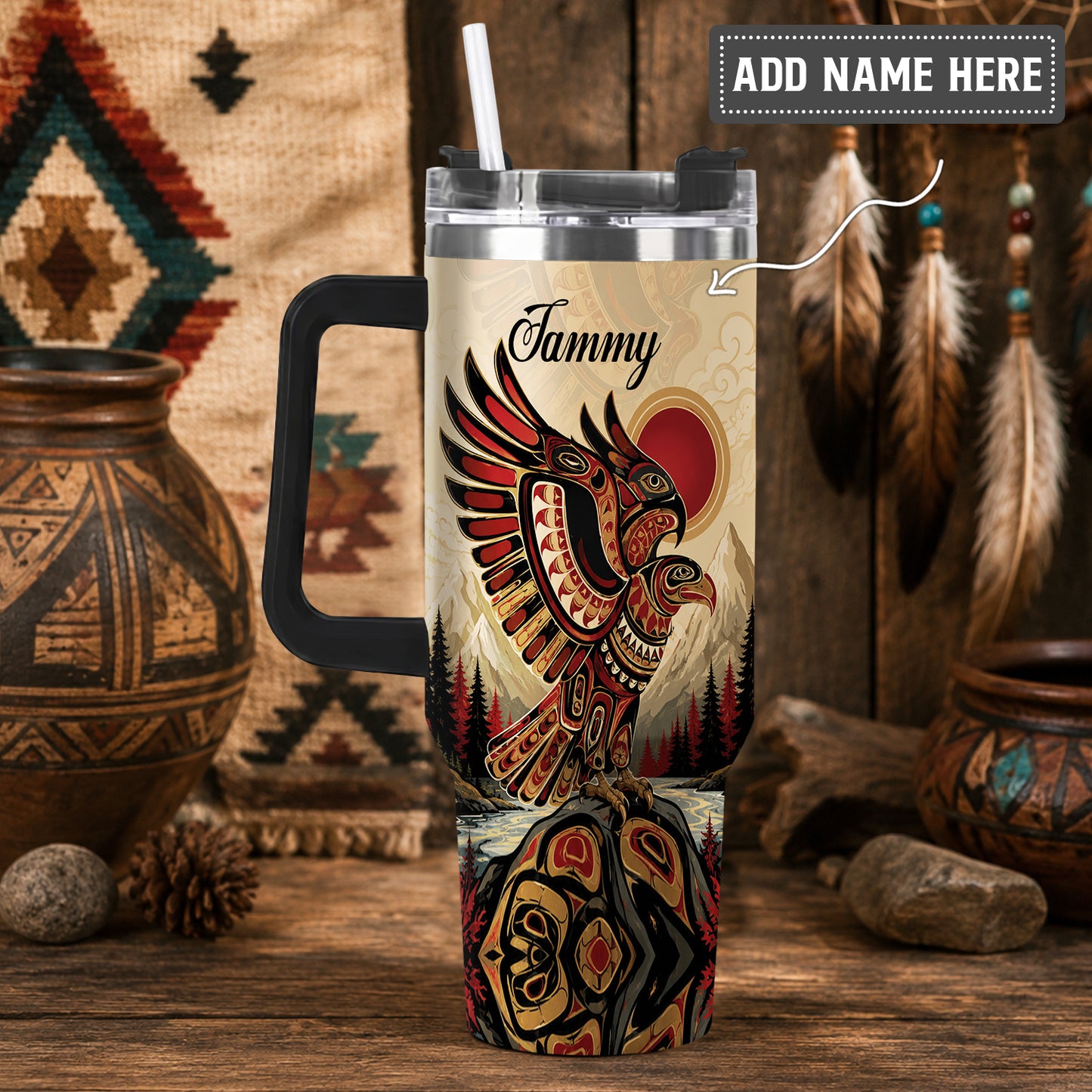 Twin Eagles of Dawn Personalized Tumbler