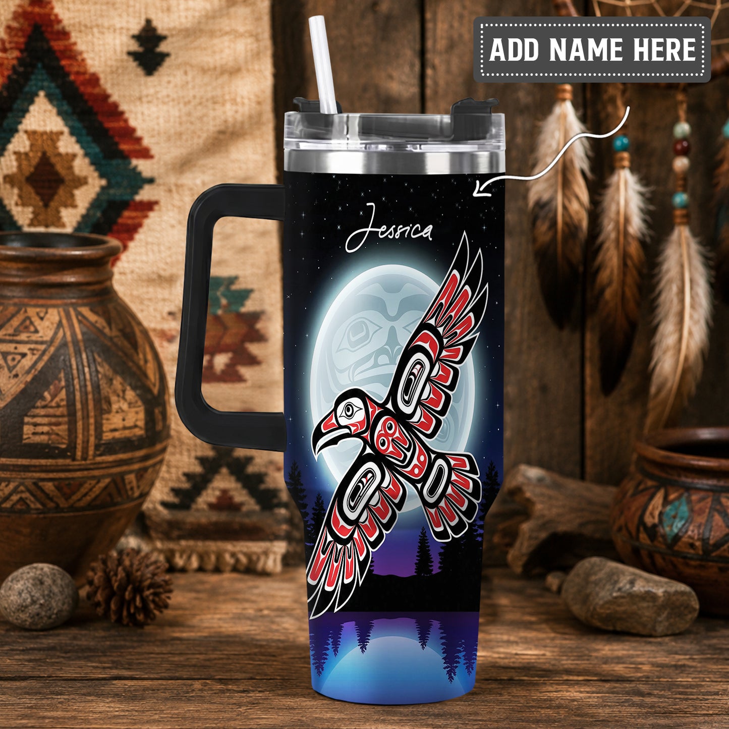 Raven Cosmic Spirit Personalized Tumbler