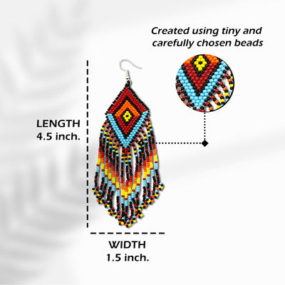 SALE 50% OFF - Native Style Multi-Color Long Beaded Handmade Earrings For Women