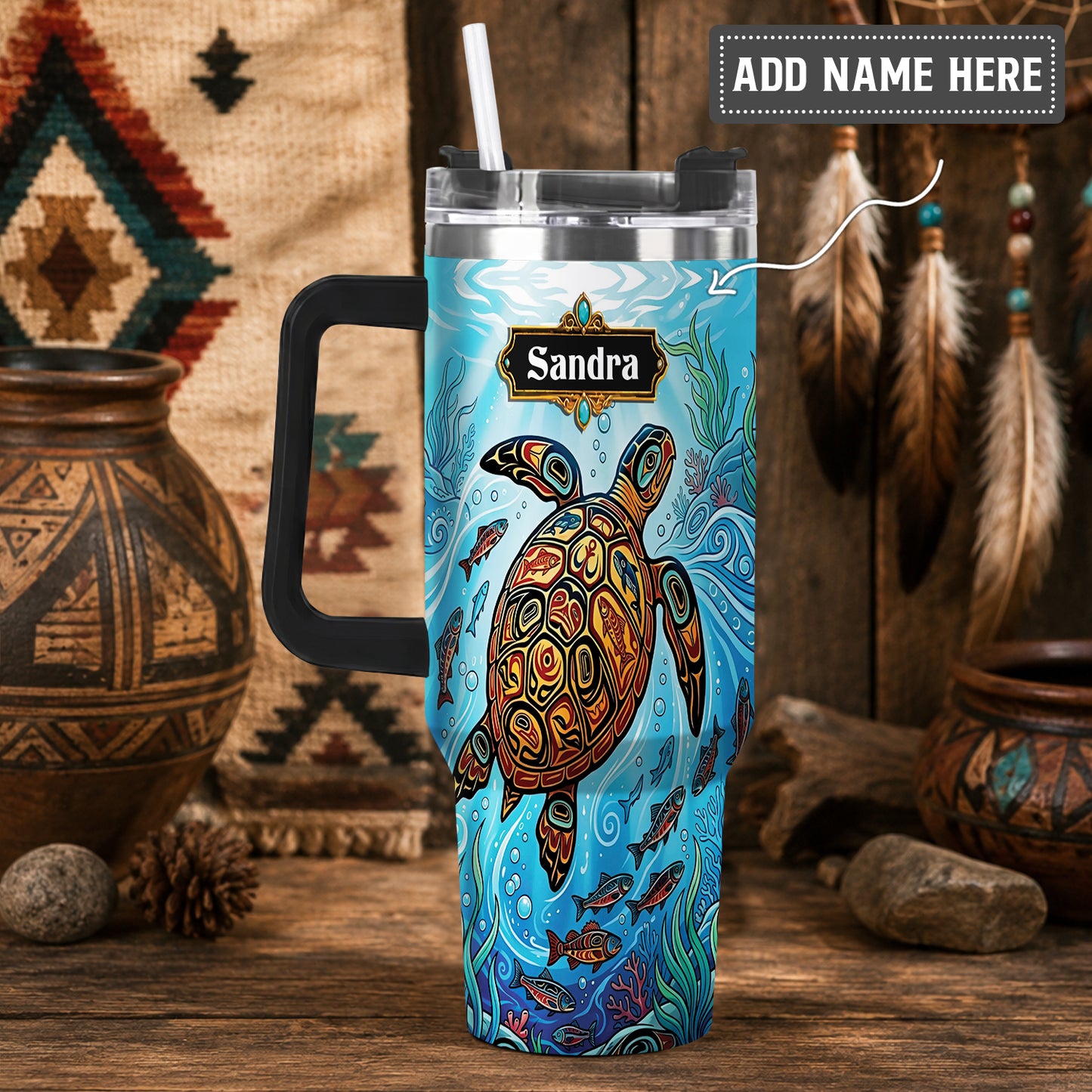 Sacred Turtle Ocean Personalized Tumbler