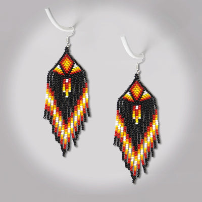 SALE 50% OFF - Black Sun Colors Hook Pattern Beaded Handmade Earrings For Women