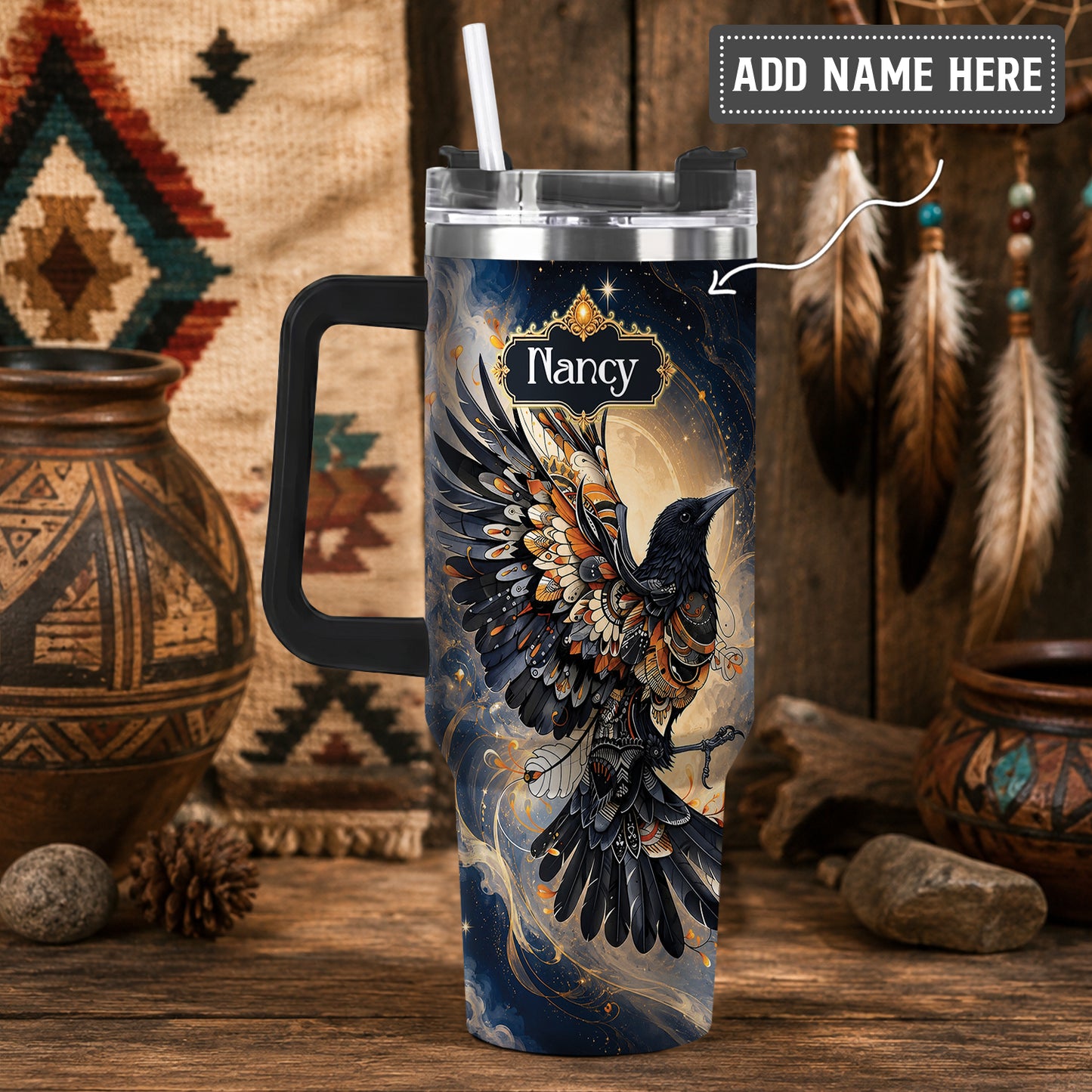 Raven Ember Spirit Personalized Tumbler