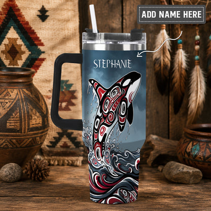 Crimson Orca Rising Personalized Tumbler