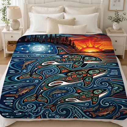 Moonlit Orca Journey Personalized Premium Blanket