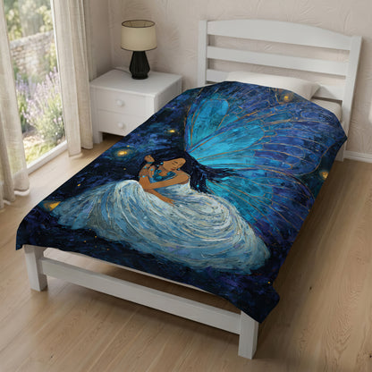 Azure Butterfly Woman Personalized Premium Blanket