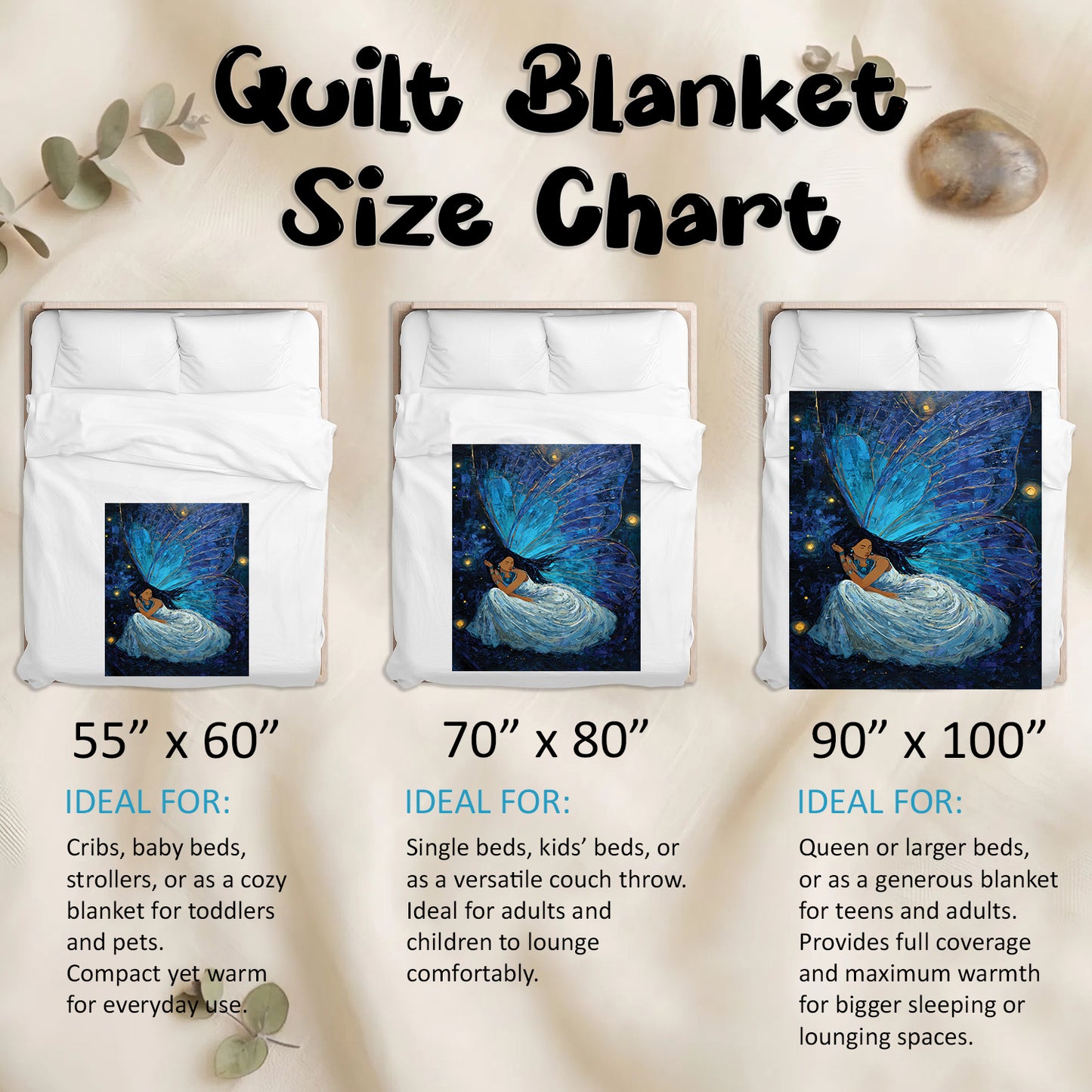 Azure Butterfly Woman Personalized Premium Blanket