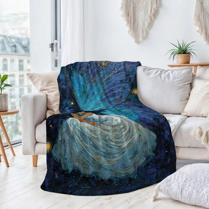 Azure Butterfly Woman Personalized Premium Blanket