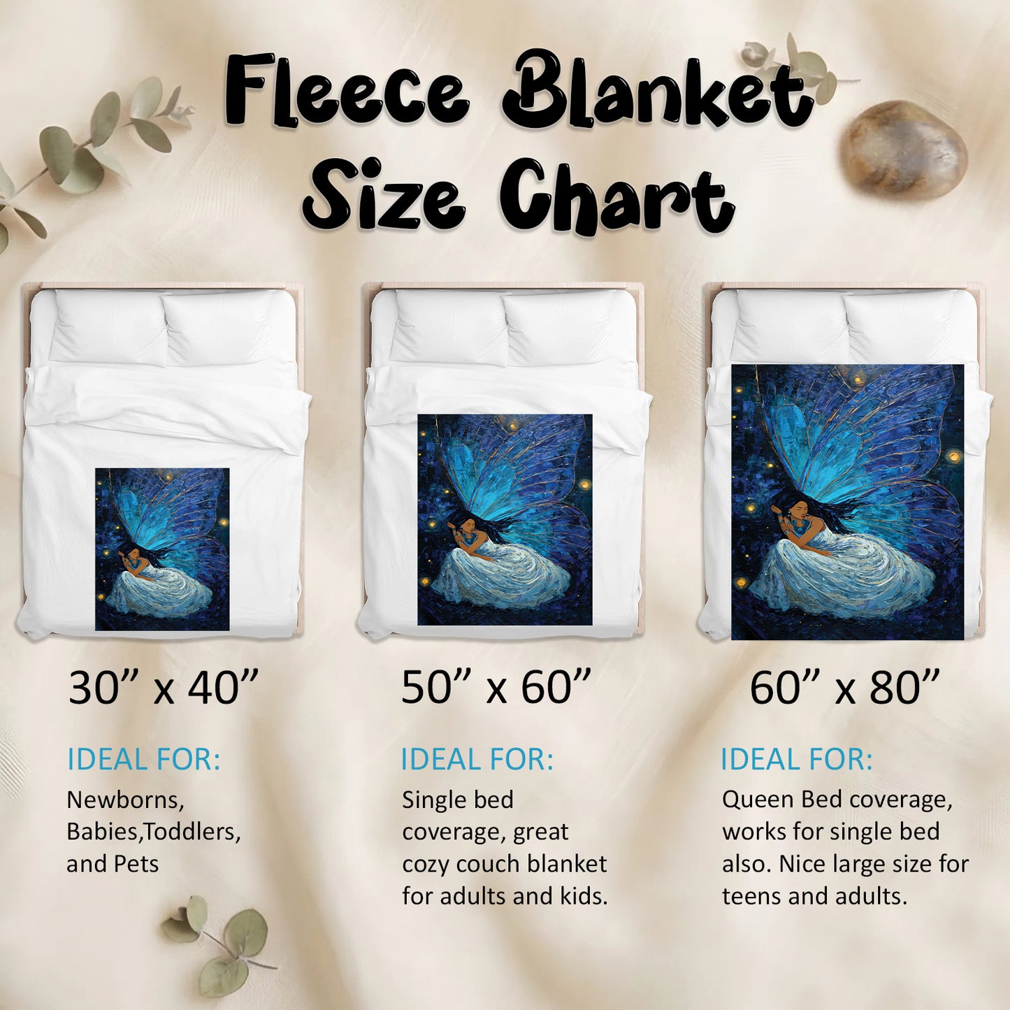 Azure Butterfly Woman Personalized Premium Blanket