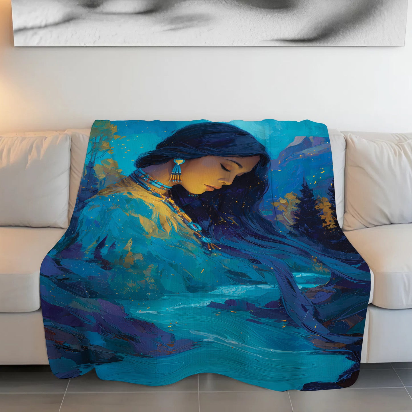 Turquoise Woman Grace Personalized Premium Blanket