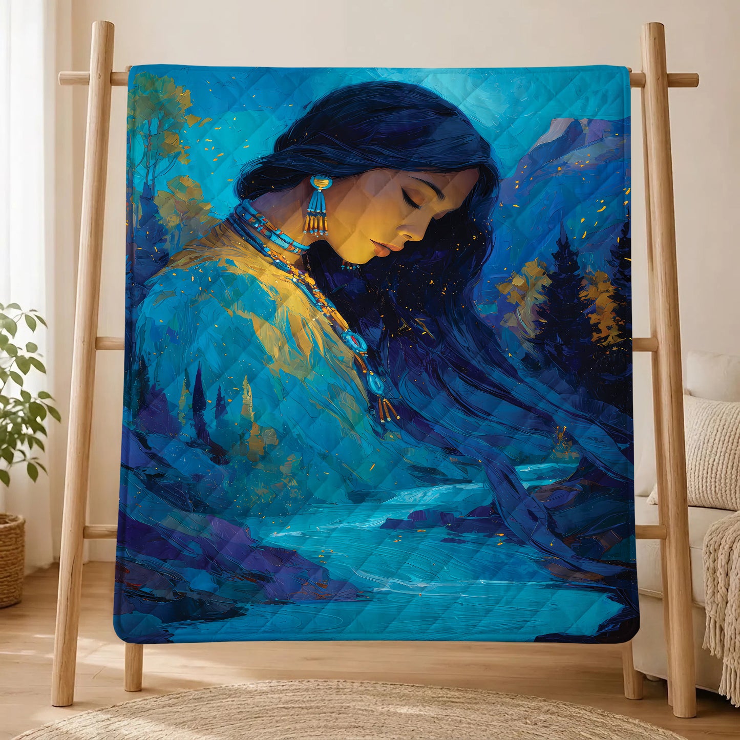 Turquoise Woman Grace Personalized Premium Blanket