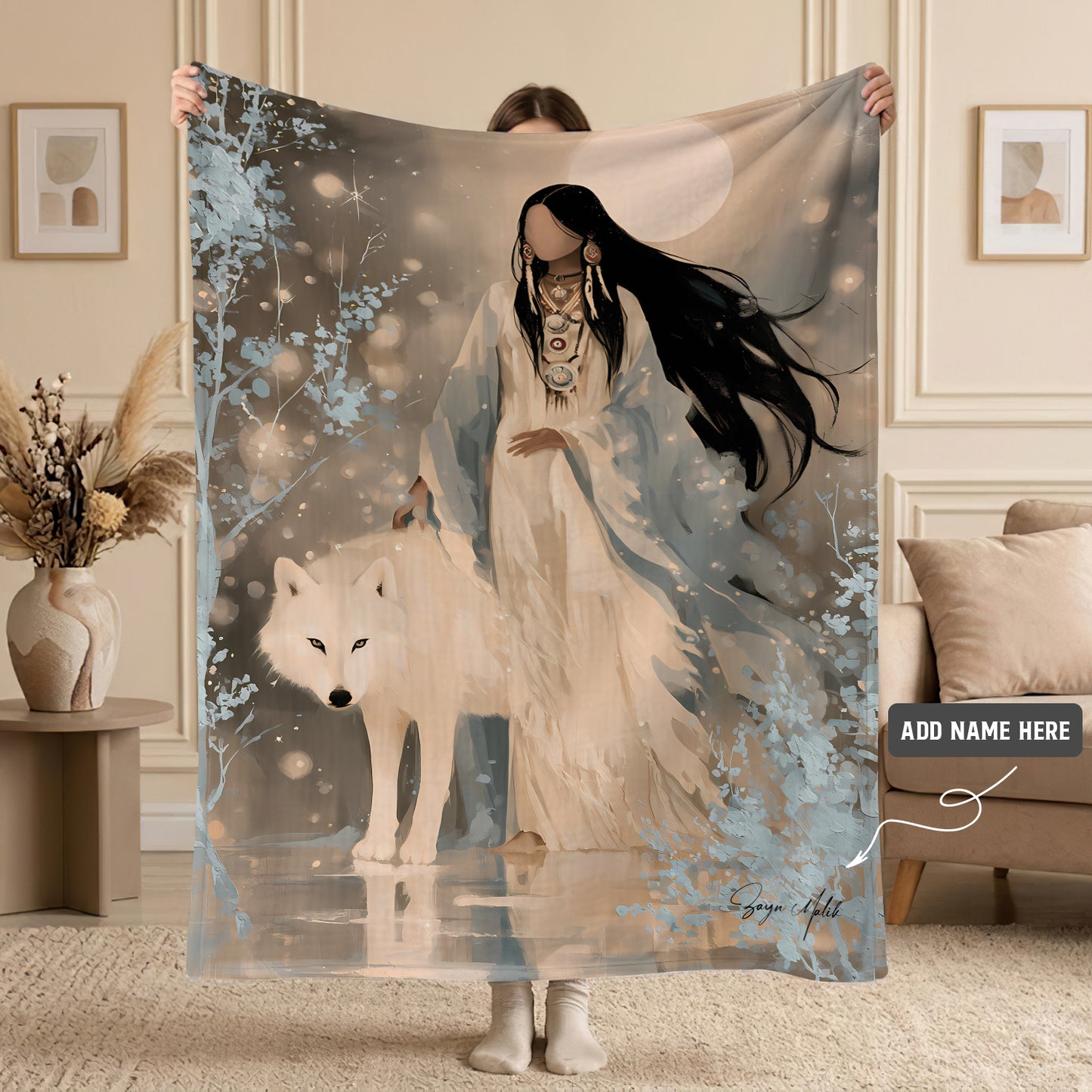 Silver Frost Woman Personalized Premium Blanket