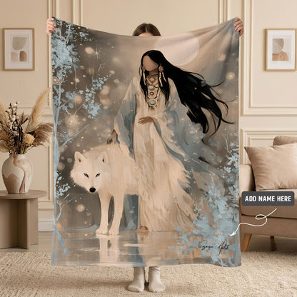 Silver Frost Woman Personalized Premium Blanket