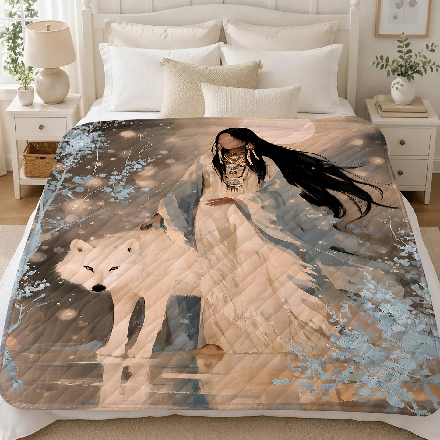 Silver Frost Woman Personalized Premium Blanket