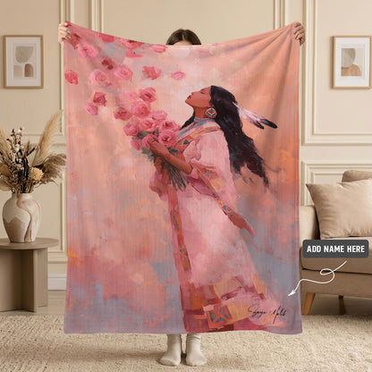 Rose Woman Elegance Personalized Premium Blanket