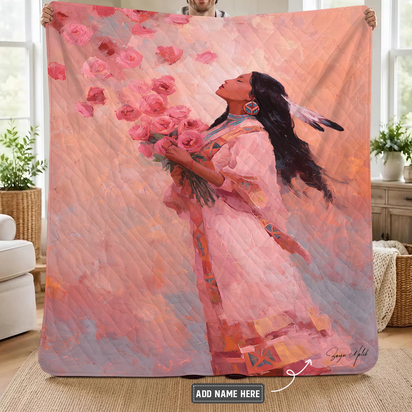 Rose Woman Elegance Personalized Premium Blanket