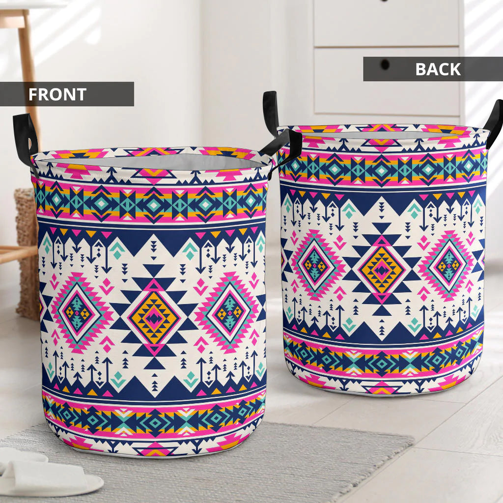 Pink Pattern Native American Laundry Basket NBD