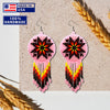 SALE 50% OFF - Pink Fire Color Round Beaded Handmade Earrings For Women