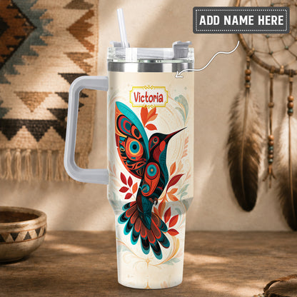 Hummingbird Ember Bloom Personalized Tumbler