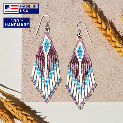 SALE 50% OFF - Purple Seed Beaded Handmade Earrings For Women