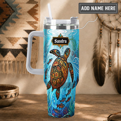 Sacred Turtle Ocean Personalized Tumbler