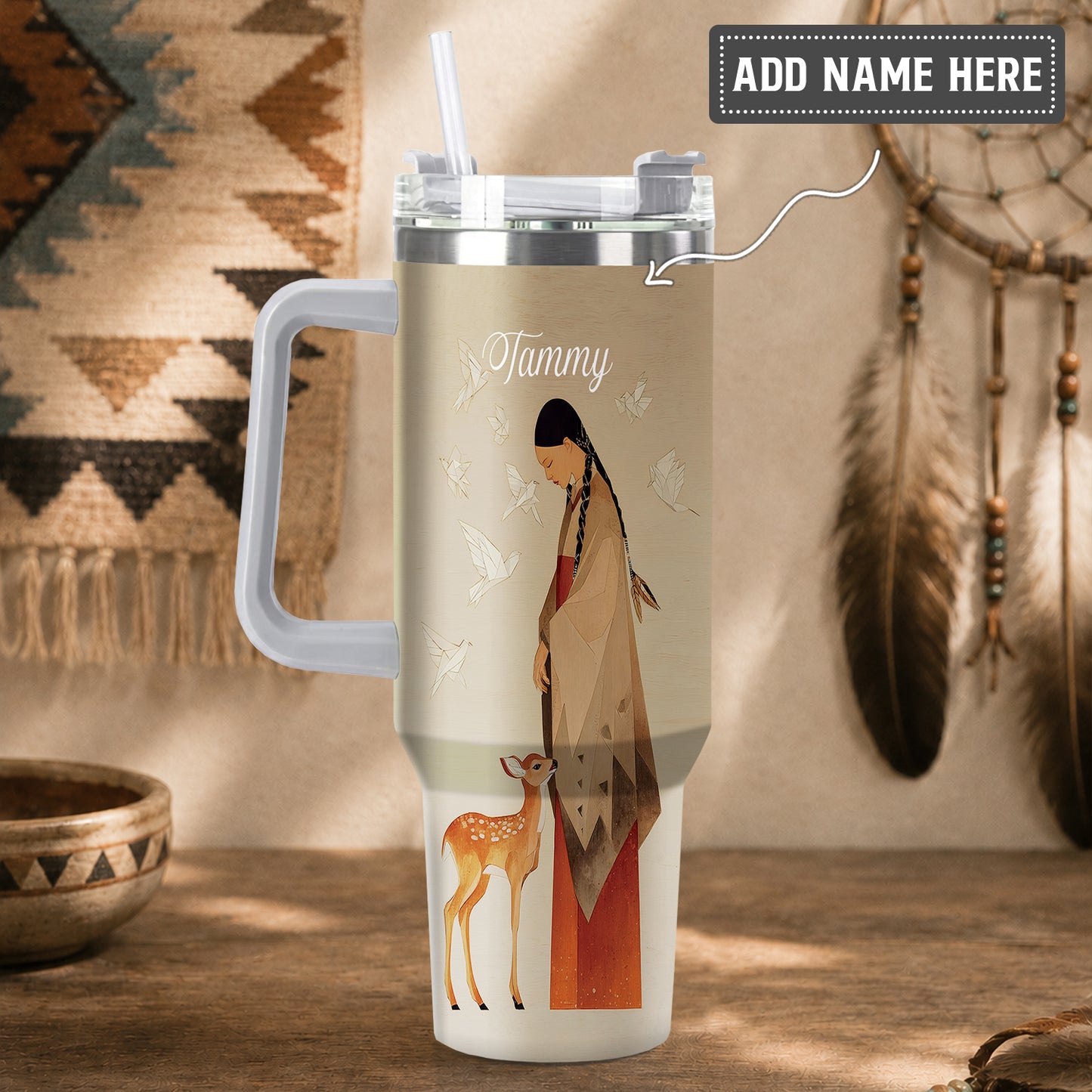 Sacred Woman Deer Spirit Personalized Tumbler