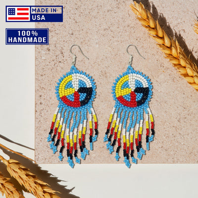 SALE 50% OFF - Turquoise Blue Fringe Earrings Beaded Handmade Earrings For Women