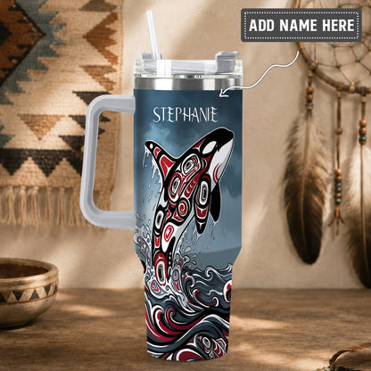 Crimson Orca Rising Personalized Tumbler