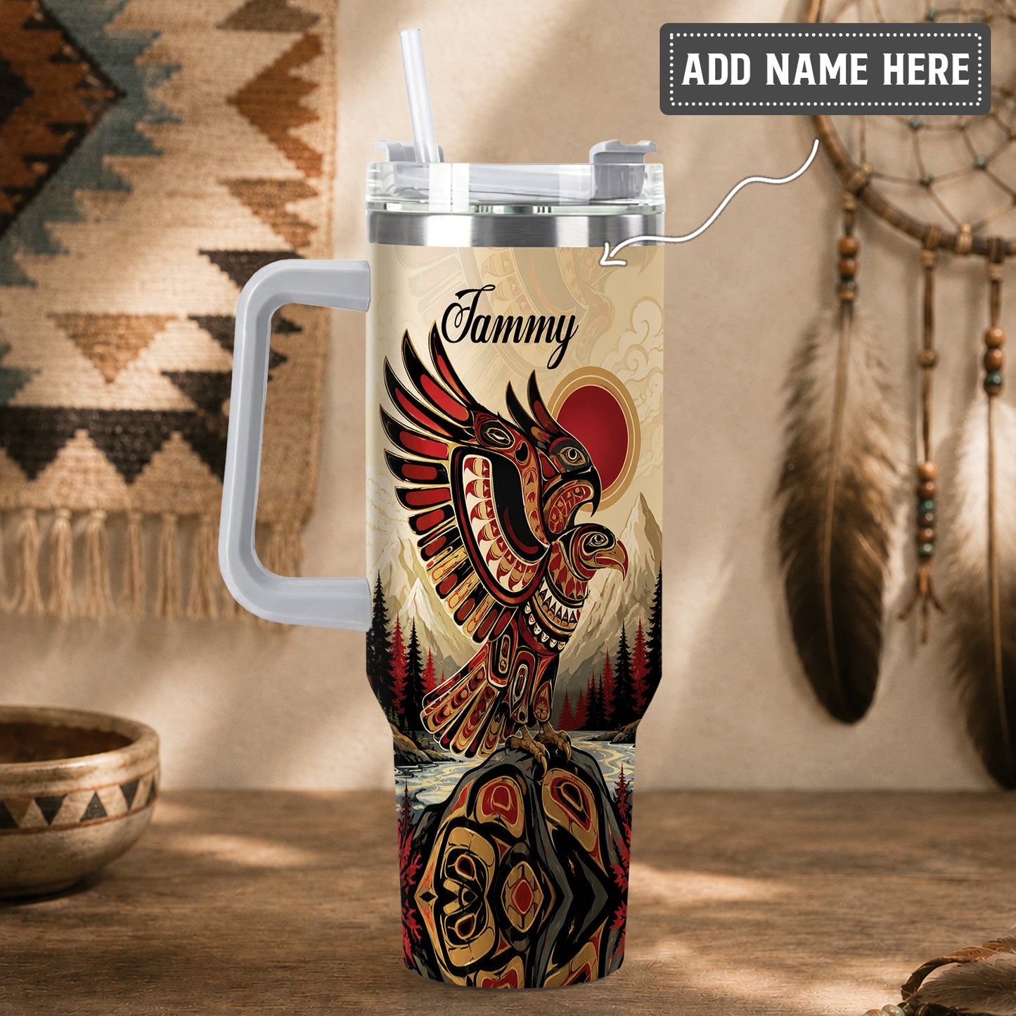 Twin Eagles of Dawn Personalized Tumbler