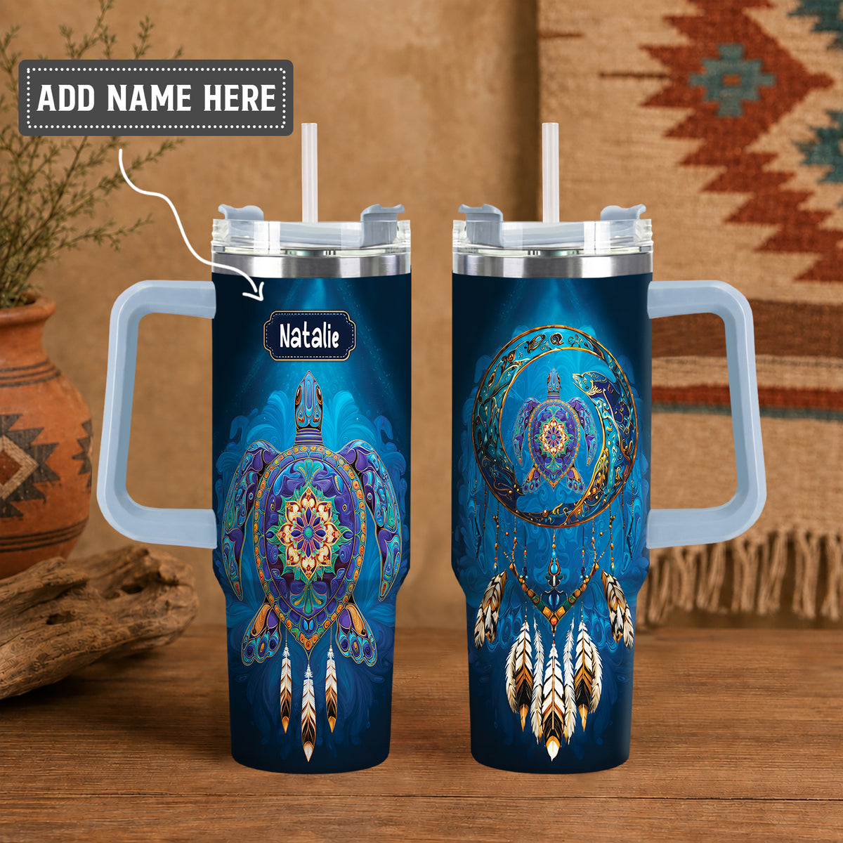 Turtle Dreamcatcher Harmony Personalized Tumbler