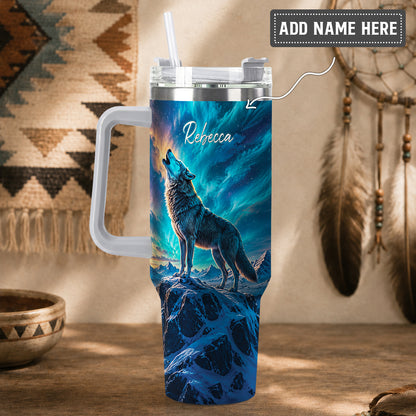 Celestial Wolf Howl Personalized Tumbler