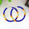 SALE 50% OFF - Pattern  Deep Blue Hoop Beaded Handmade Earrings For Women