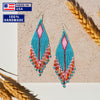 SALE 50% OFF -  Turquoise Blue Seed Pattern Beaded Handmade Earrings For Women
