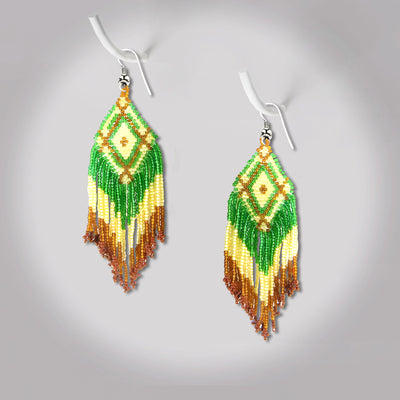 SALE 50% OFF -  Green Seed Bead Pattern Beaded Handmade Earrings For Women