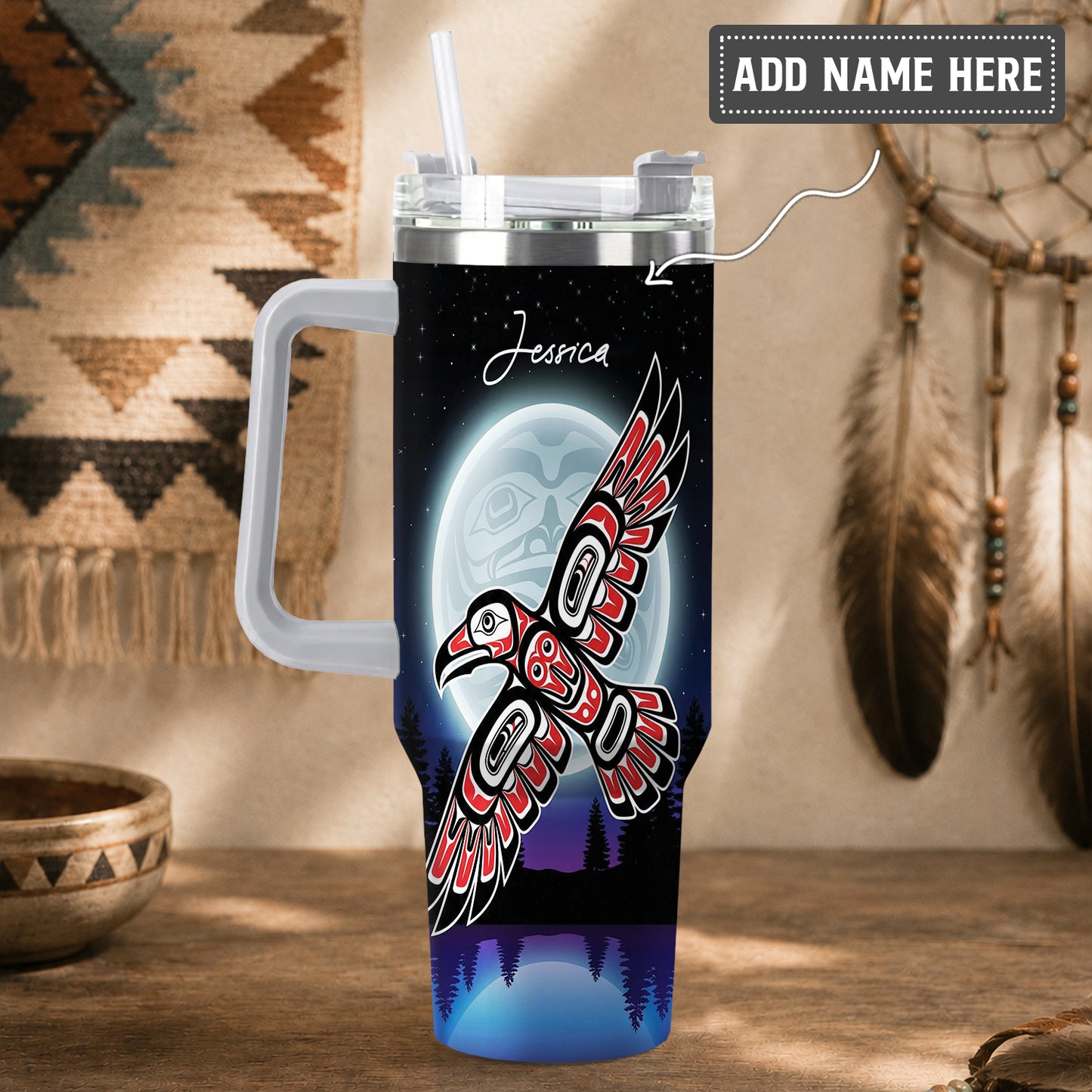 Raven Cosmic Spirit Personalized Tumbler