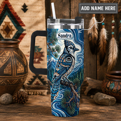 Blue Jay Forest Whispers Personalized Tumbler