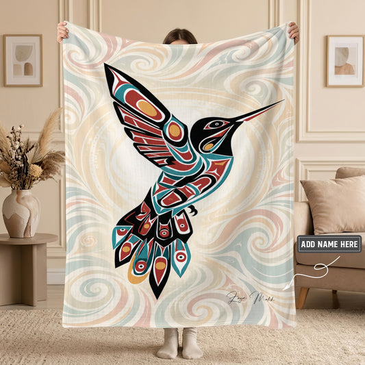 Crimson Hummingbird Grace Personalized Premium Blanket