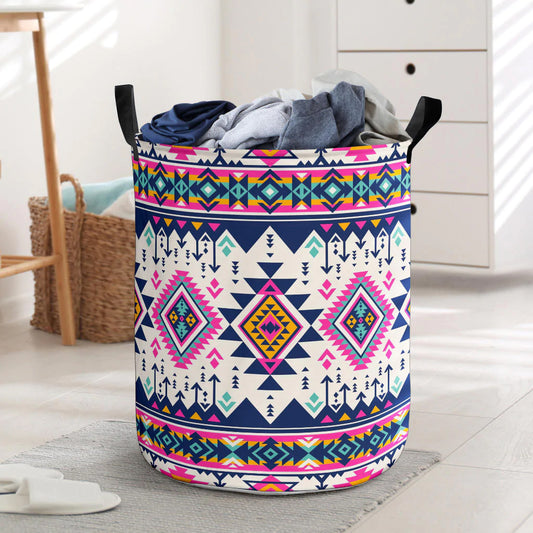 Pink Pattern Native American Laundry Basket NBD