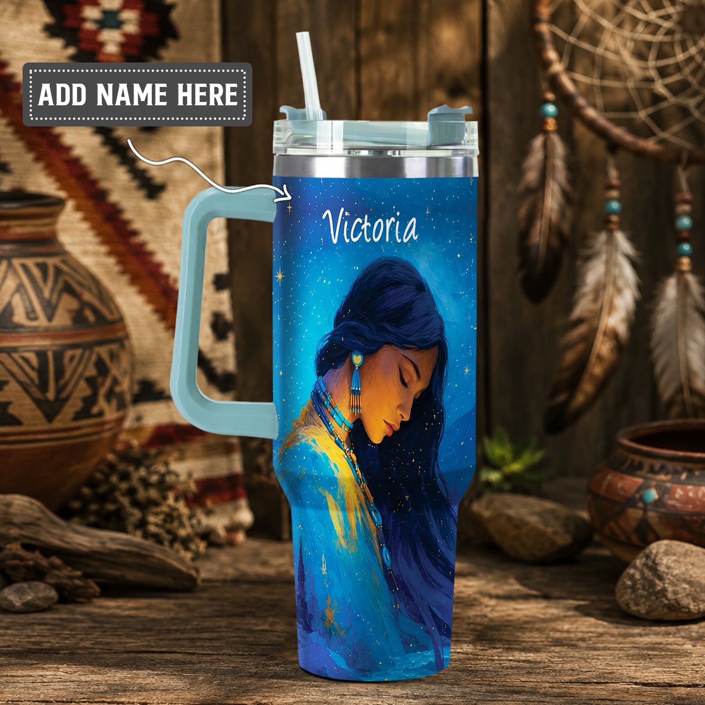 Turquoise Woman Grace Personalized Tumbler