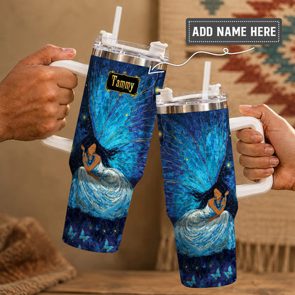 Azure Butterfly Woman Personalized Tumbler