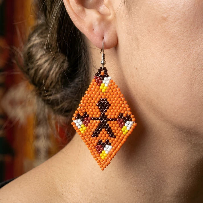 SALE 50% OFF -Orange Hope - Beaded Fringe Earrings, Handmade Orange Seed Bead