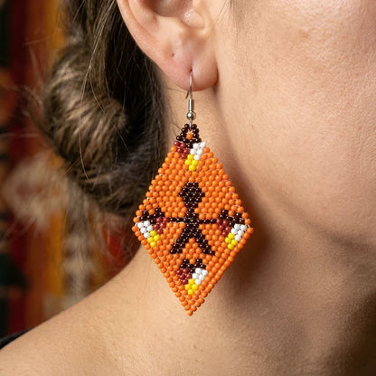 SALE 50% OFF -Orange Hope - Beaded Fringe Earrings, Handmade Orange Seed Bead