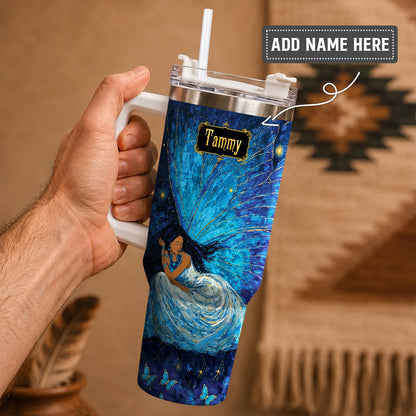 Azure Butterfly Woman Personalized Tumbler
