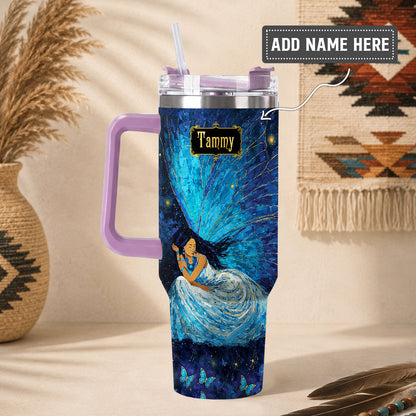 Azure Butterfly Woman Personalized Tumbler