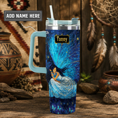Azure Butterfly Woman Personalized Tumbler
