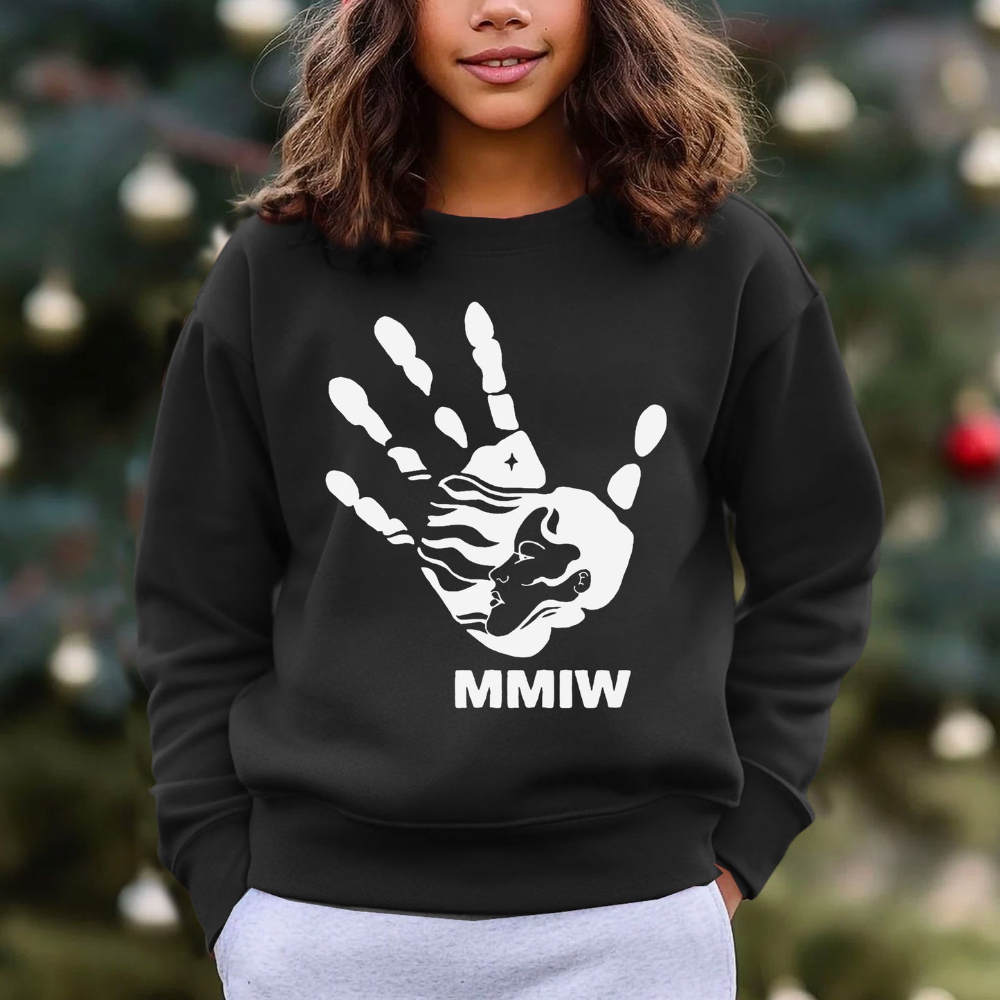 MMIW I Wear Red , No More Stolen Sisters Sweat Shirts White Hand 007