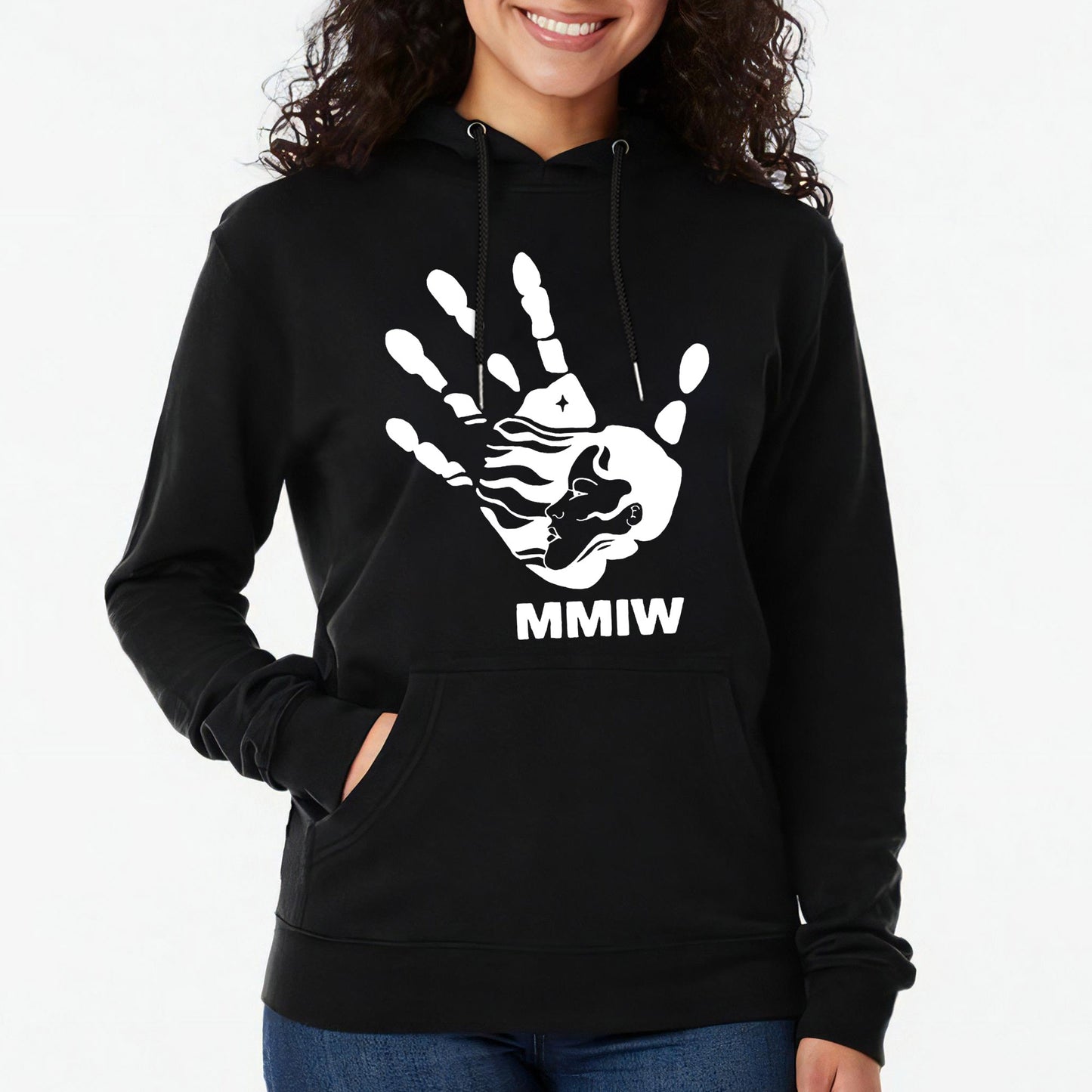 MMIW I Wear Red , No More Stolen Sisters Sweat Shirts White Hand 007