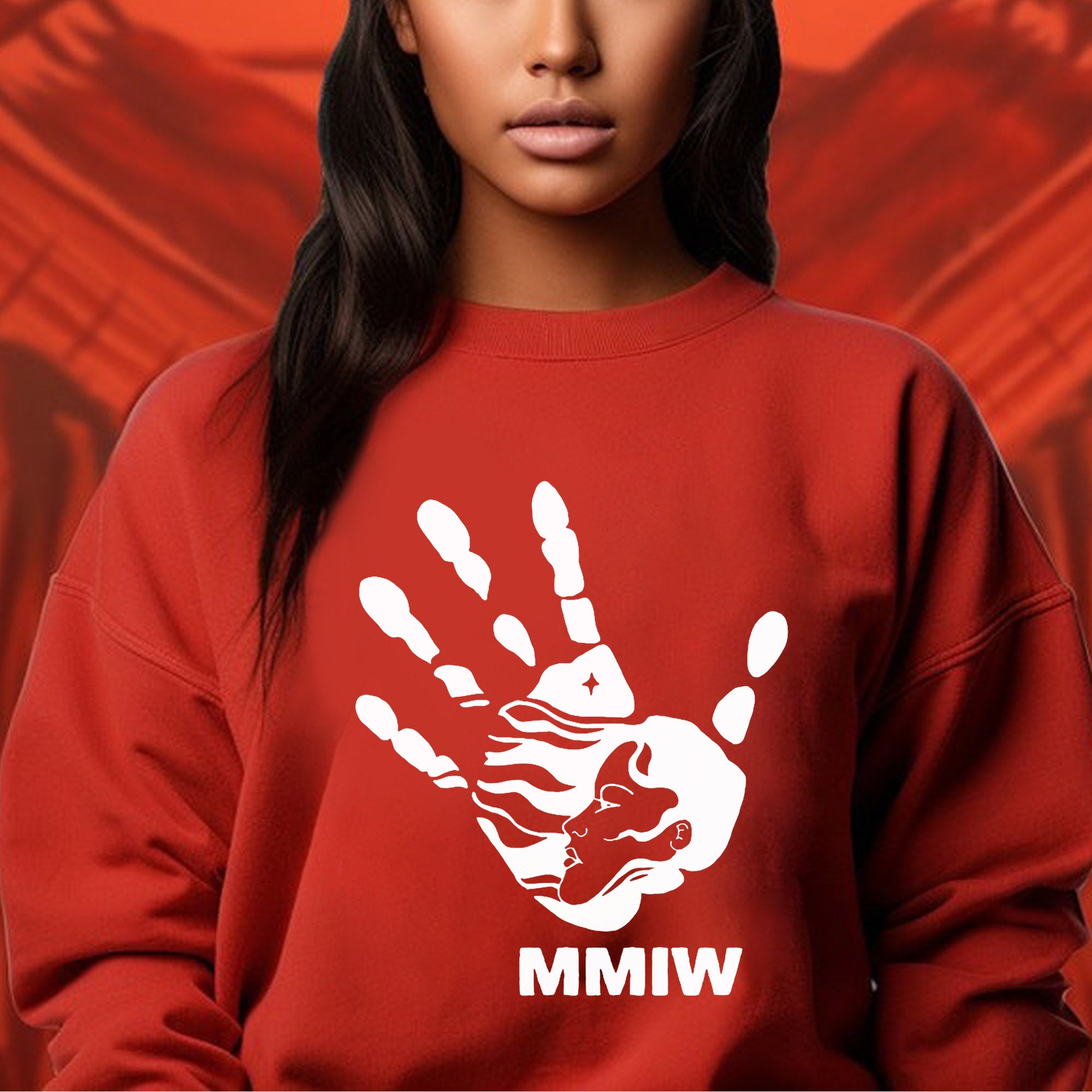 MMIW I Wear Red , No More Stolen Sisters Sweat Shirts White Hand 007