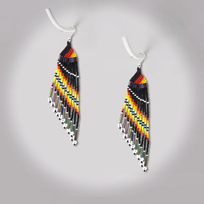 SALE 50% OFF - Black Multicolored Beaded Handmade Earrings For Women