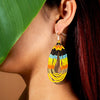 SALE 50 %OFF - Orange Black Fire Seed Beaded Necklace Earrings  Bear Paw Beadwork
