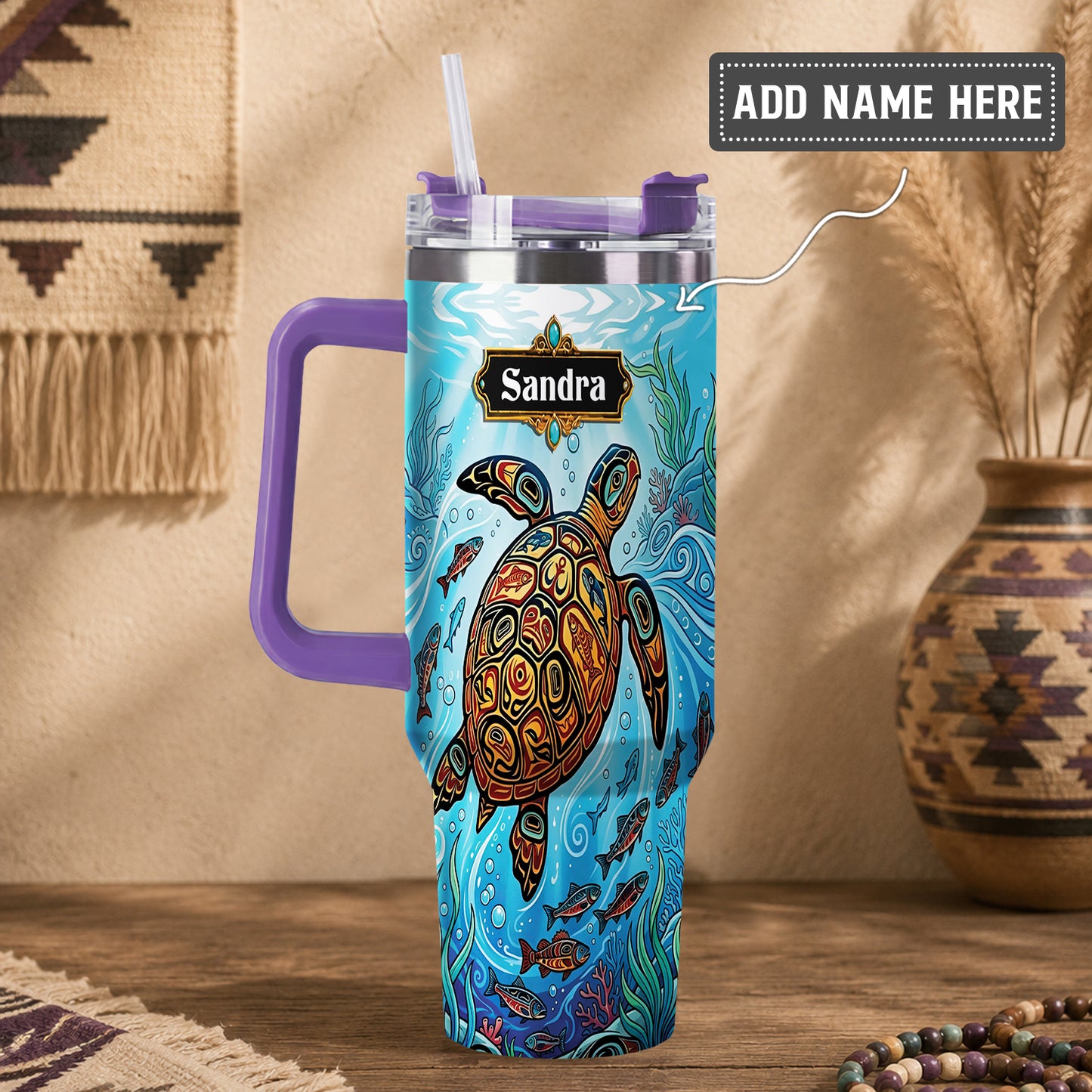 Sacred Turtle Ocean Personalized Tumbler